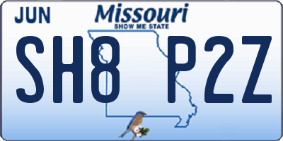 MO license plate SH8P2Z
