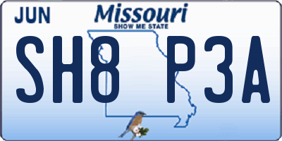 MO license plate SH8P3A