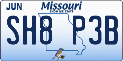 MO license plate SH8P3B