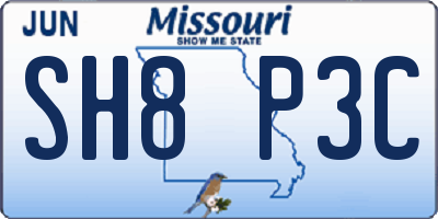 MO license plate SH8P3C