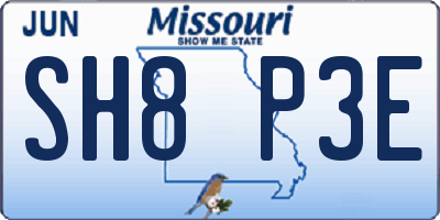 MO license plate SH8P3E