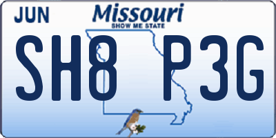 MO license plate SH8P3G