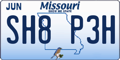 MO license plate SH8P3H