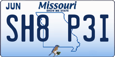 MO license plate SH8P3I