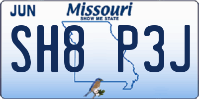 MO license plate SH8P3J