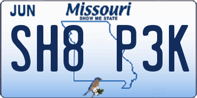 MO license plate SH8P3K