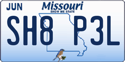 MO license plate SH8P3L