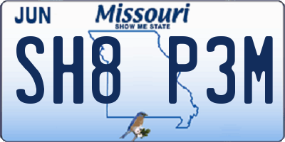 MO license plate SH8P3M