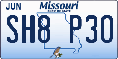 MO license plate SH8P3O