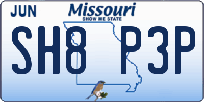 MO license plate SH8P3P