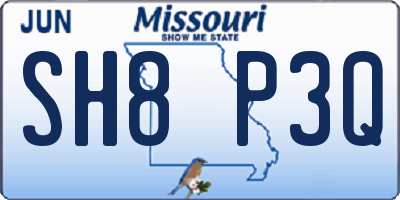 MO license plate SH8P3Q