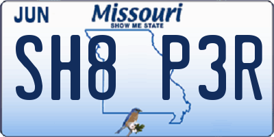 MO license plate SH8P3R