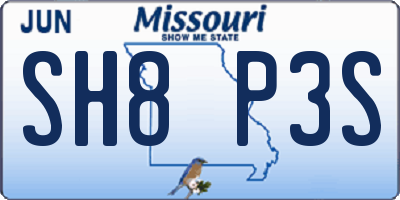 MO license plate SH8P3S