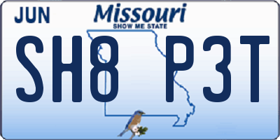 MO license plate SH8P3T