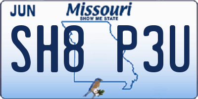 MO license plate SH8P3U