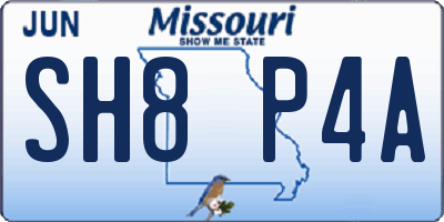 MO license plate SH8P4A