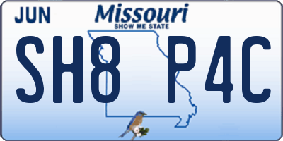 MO license plate SH8P4C