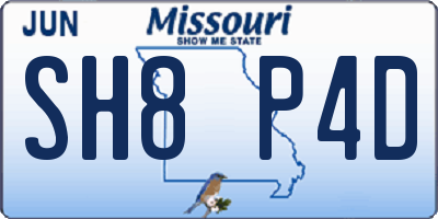 MO license plate SH8P4D