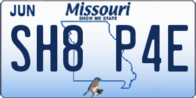 MO license plate SH8P4E