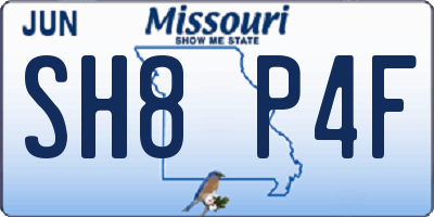 MO license plate SH8P4F