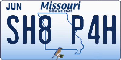 MO license plate SH8P4H