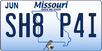 MO license plate SH8P4I