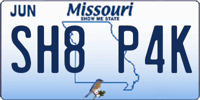 MO license plate SH8P4K
