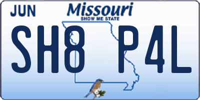 MO license plate SH8P4L
