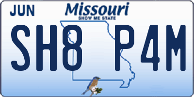 MO license plate SH8P4M