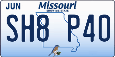 MO license plate SH8P4O