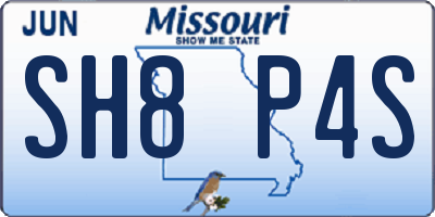 MO license plate SH8P4S