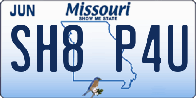 MO license plate SH8P4U