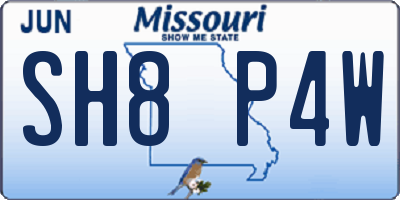 MO license plate SH8P4W