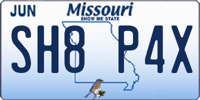 MO license plate SH8P4X