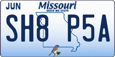 MO license plate SH8P5A