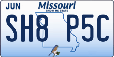 MO license plate SH8P5C