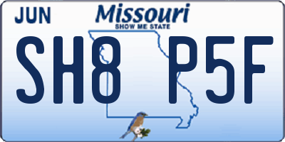 MO license plate SH8P5F