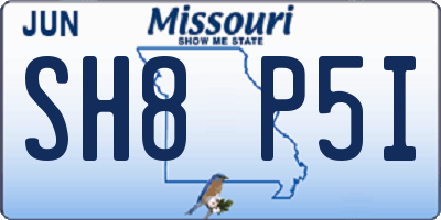 MO license plate SH8P5I