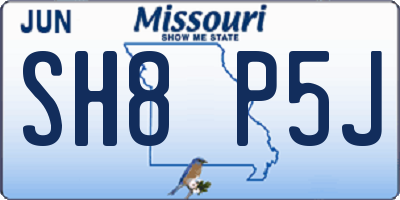 MO license plate SH8P5J