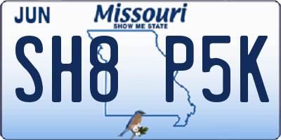 MO license plate SH8P5K