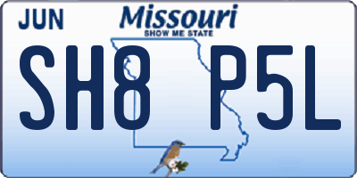 MO license plate SH8P5L