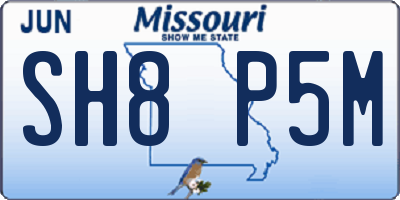 MO license plate SH8P5M