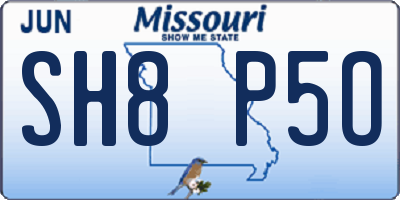 MO license plate SH8P5O