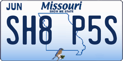 MO license plate SH8P5S