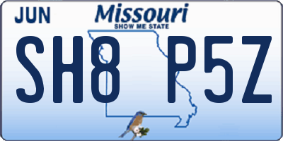MO license plate SH8P5Z