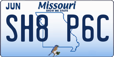 MO license plate SH8P6C