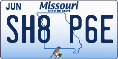 MO license plate SH8P6E