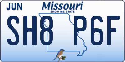 MO license plate SH8P6F
