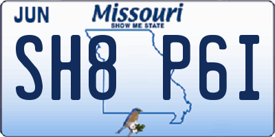 MO license plate SH8P6I