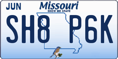 MO license plate SH8P6K